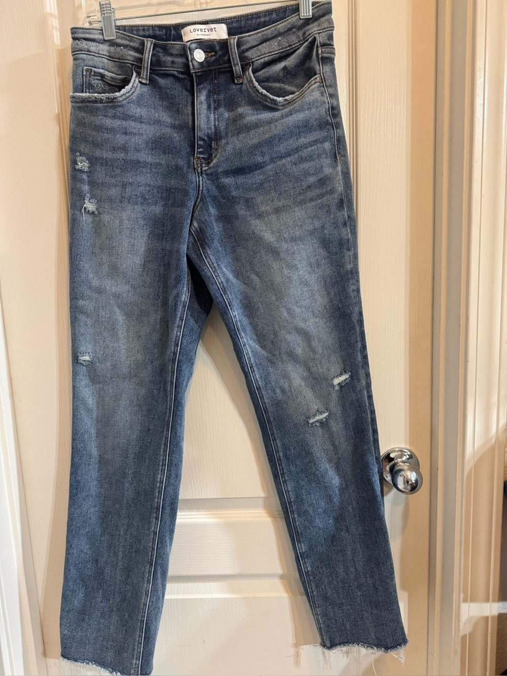 Lovervet Women's Distressed Straight-Leg Jeans - Blue